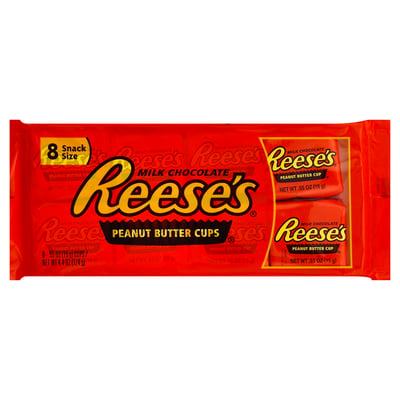 Reeses, Peanut Butter Cups, Milk Chocolate, Snack Size 8 count
