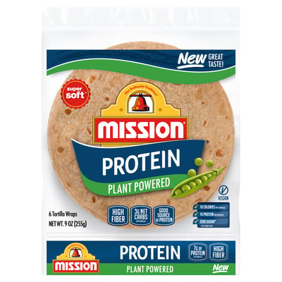 Mission, Tortilla Wraps, Protein, Plant Powered 6 count