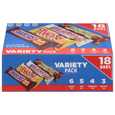 Mars Wrigley, Bars, Full Size, Variety Pack 18 count