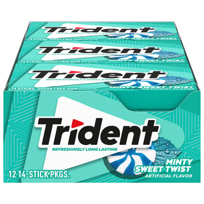 Trident, Gum, Sugar Free, Minty Sweet Twist 12 count