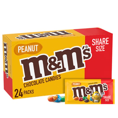 M&M'S Chocolate Candy, Share Size Peanut Chocolate Candy, 3.27 oz, 24 count