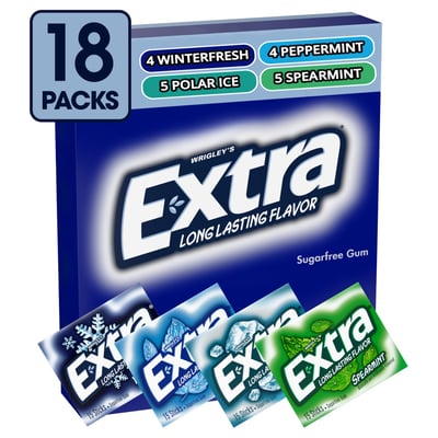 Extra Mint Sugar Free Chewing Gum, Variety Pack, 15 sticks, 18 count