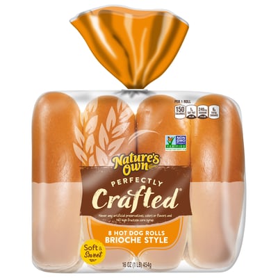 Nature's Own, Perfectly Crafted - Perfectly Crafted Brioche Style Hot Dog Buns, Non-GMO Hot Dog Rolls, 8 Count