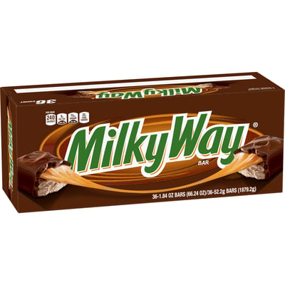 Milky Way Milk Chocolate Candy Bars, Full Size Bulk Pack, 1.84 Oz, 36 ct