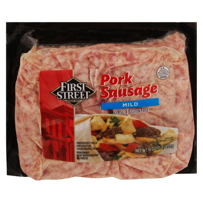 First Street, Pork Sausage, Mild 16 oz