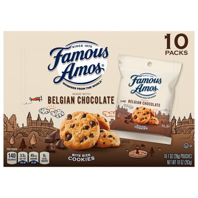 Famous Amos, Cookies, Made with Belgian Chocolate, Bite Size 10 count