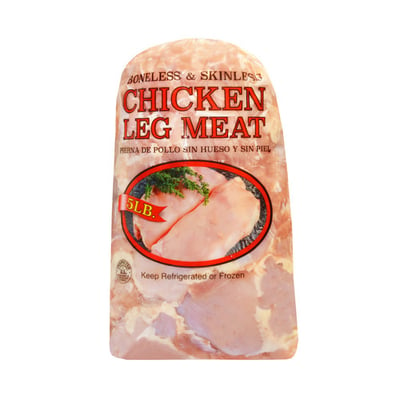 Fresh Boneless Skinless Chicken Leg Meat 5 lbs Avg. Per Pack