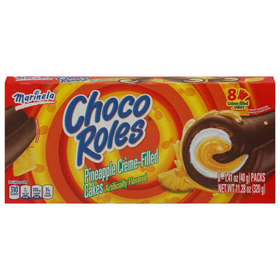 Marinela, Choco Roles - Cakes, Pineapple Creme Filled, 8 Pack 8 count