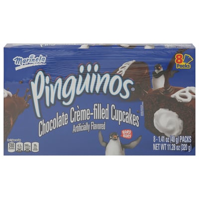 Marinela, Pinguinos - Cupcakes, Chocolate Creme-Filled, 8 Packs 8 count