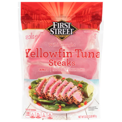 First Street Yellowfin Skinless Tuna Steaks 32 oz