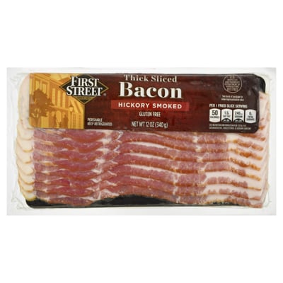 First Street Hickory Smoked Thick Sliced Bacon 12 oz