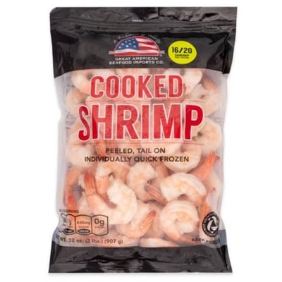 Shrimp 16/20 Cooked Tail-On 2 lb