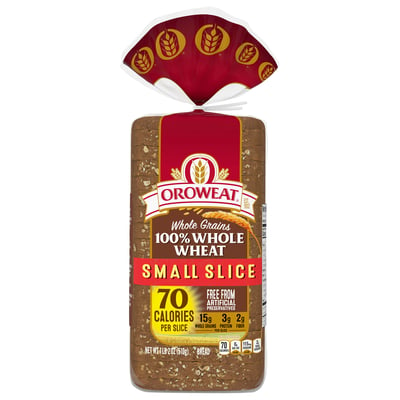 Oroweat, Bread, 100% Whole Wheat, Small Slice 18 oz