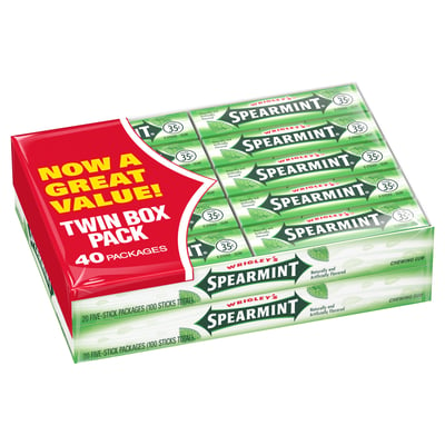 Wrigley, Chewing Gum, Spearmint, Twin Box Pack 40 count