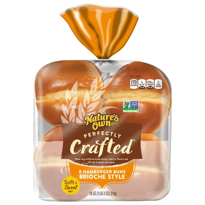 Nature's Own, Perfectly Crafted - Perfectly Crafted Brioche Style Hamburger Buns, Non-GMO Sandwich Buns, 8 Count