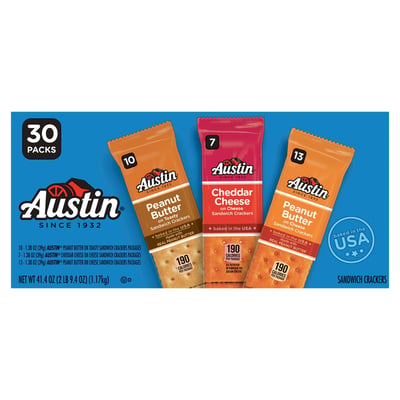 Austin, Sandwich Crackers, Peanut Butter/Cheddar Cheese, 30 Packs 30 count