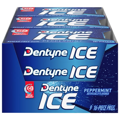 Dentyne, Gum, Sugar Free, Peppermint, Ice 9 count