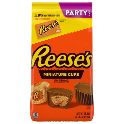 Reese's, Miniature Cups, Milk Chocolate & Peanut Butter, Party Pack 35.6 oz