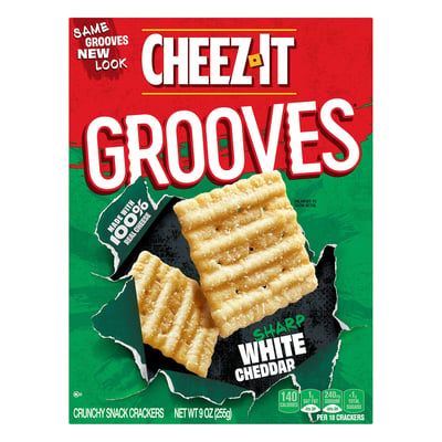 Cheez-It, Grooves - Crunchy Snack Crackers, Sharp White Cheddar 9 oz