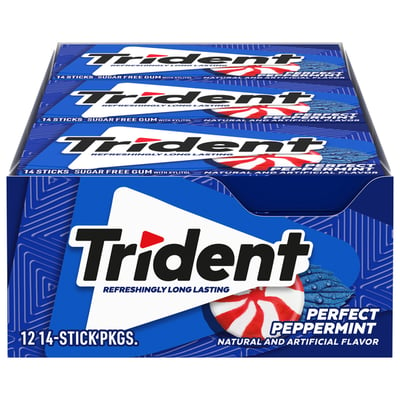 Trident, Gum, Sugar Free, Perfect Peppermint 12 count