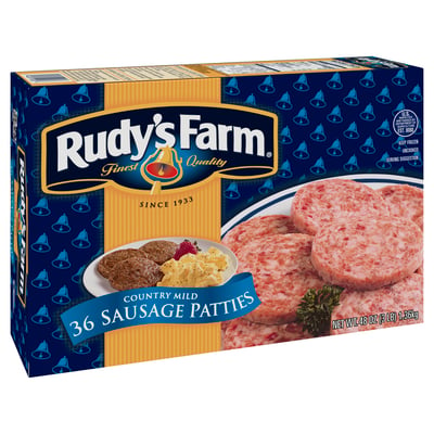 Rudy's Farm Uncooked Country Mild Sausage Patties Frozen 48 oz