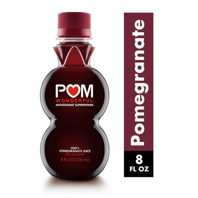 POM Wonderful 100% Pomegranate Juice. A little sweet, a little tart, and powered by pomegranate antioxidants, POM Wonderful 100% Pomegranate Juice is 8 fl oz