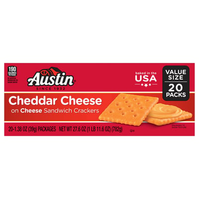 Austin, Sandwich Crackers, Cheese Cheddar, Value Size 20 count