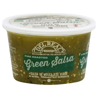 Del Real Salsa, Green, Fire Roasted 15 oz
