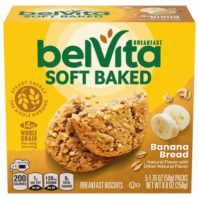 belVita, Breakfast Biscuits, Banana Bread, Soft Baked 5 count