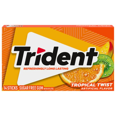 Trident, Gum, Sugar Free, Tropical Twist 14 count