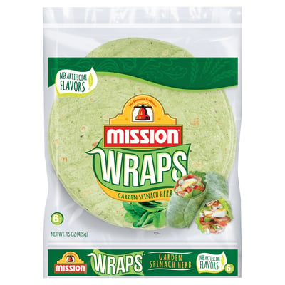 Mission, Wraps, Garden Spinach Herb 6 count