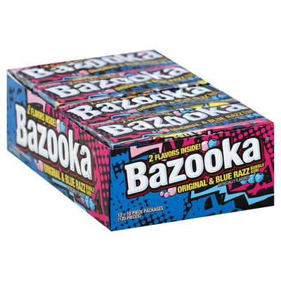 Bazooka, Bubble Gum, Original & Blue Razz 12 count
