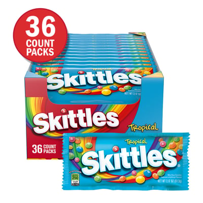 Skittles Tropical Bulk Full Size Chewy Candy, 2.17 oz 36 count