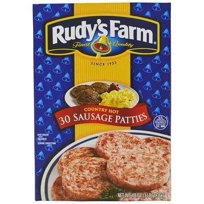 Rudy's Farm Uncooked Country Hot Sausage Patties 48 oz