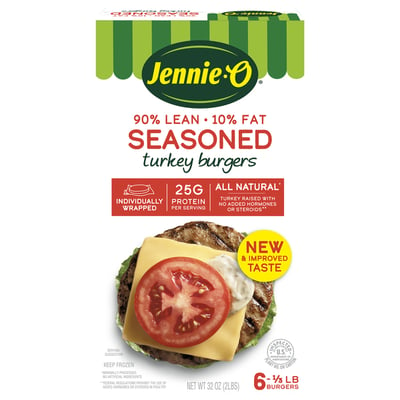 Jennie-O, Turkey Burgers, Seasoned, 90/10 6 count