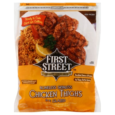 First Street Ice Glazed Boneless Skinless Chicken Thighs 64 oz