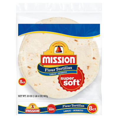 Mission, Super Soft - Tortillas, Flour, Large Burrito 8 count
