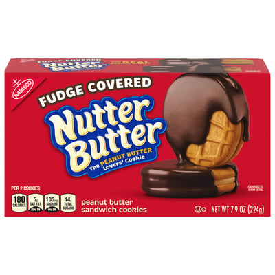 Nutter Butter, Sandwich Cookies, Peanut Butter, Fudge Covered 7.9 oz