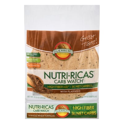 Guerrero Nutri-Ricas Carb Watch Whole Wheat Tortillas 8 count