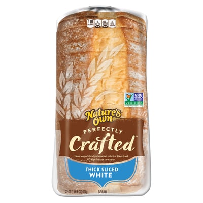 Nature's Own, Perfectly Crafted - Bread, White, Thick Sliced 22 oz