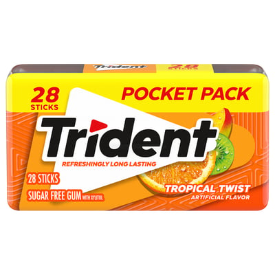 Trident Gum with Xylitol Sugar Free Tropical Twist Pocket Pack 28 count