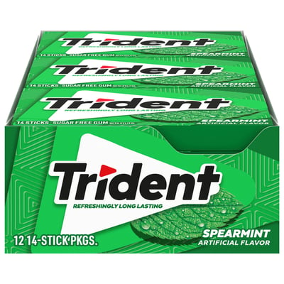 Trident, Gum, with Xylitol, Sugar Free, Spearmint 12 count