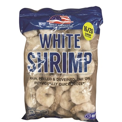 White Shrimp 16/20 Raw Tail-On 2 lb