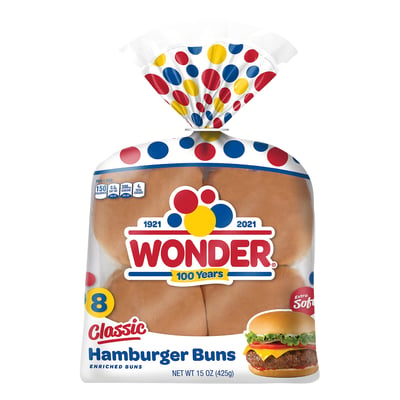 Wonder, Hamburger Buns, Enriched, Classic, Extra Soft 8 count