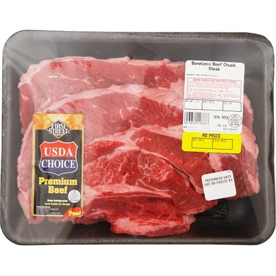 First Street, Beef, Chuck Steak, Boneless 2.02 lbs avg. pack