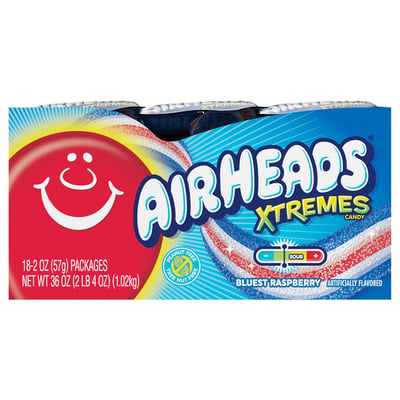 AirHeads Xtremes Bluest Raspberry Sour Candy 18 count