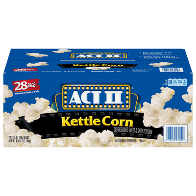 Act II, Microwave Popcorn, Old Fashioned Sweet & Salty, Kettle Corn 28 count