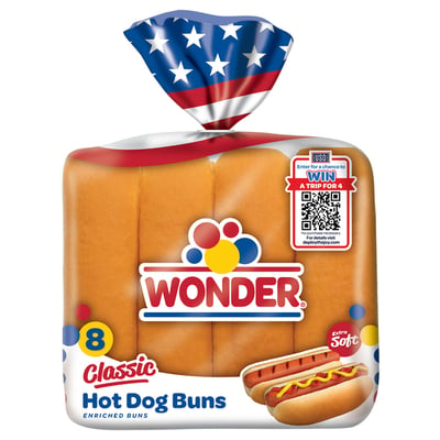 Wonder, Hot Dog Buns, Enriched, Classic, Extra Soft 8 count