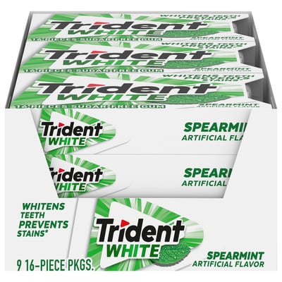 Trident, Gum, Sugar Free, Spearmint, White 9 count