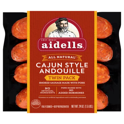Aidells Smoked Pork Sausage Cajun Style Andouille Twin Pack 24 oz